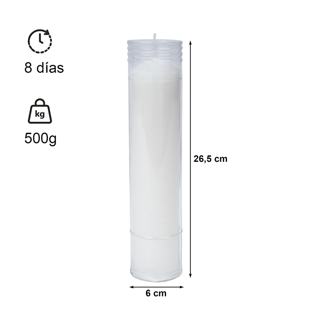 Caja de 24 Velones Litúrgicos Blancos Grandes (26x6 cm) – Velas de Parafina de Alta Duración (8 Días)