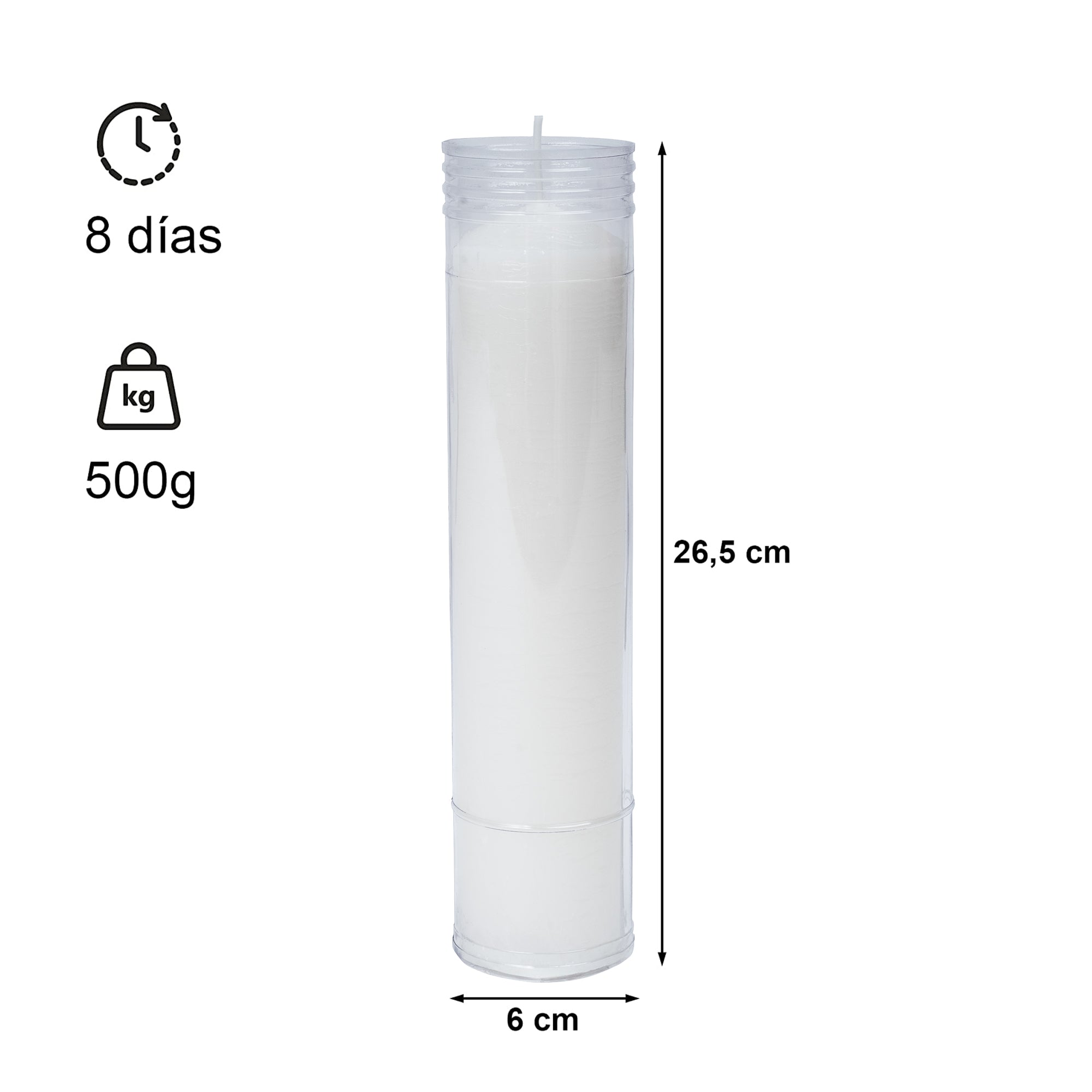 Caja de 24 Velones Litúrgicos Blancos Grandes (26x6 cm) – Velas de Parafina de Alta Duración (8 Días)