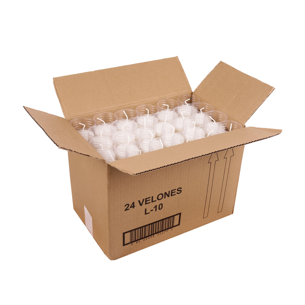 Caja de 24 Velones Litúrgicos Blancos Grandes (26x6 cm) – Velas de Parafina de Alta Duración (8 Días)