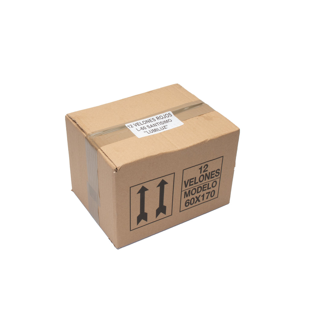Caja de 12 Velones Litúrgicos Rojos Grandes y Gruesos (16,5 x 6,5 cm) – Máxima Duración de 4 Días y Medio