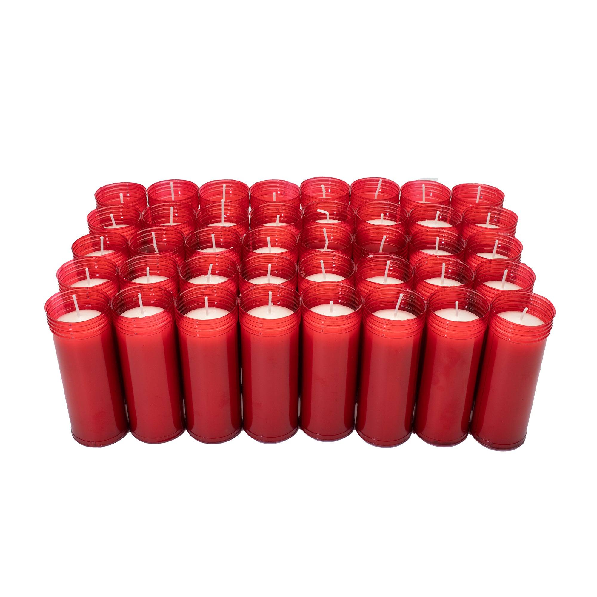 Caja de 40 Velones Litúrgicos Rojos Grandes (16x6 cm) – Duración 4 Dias y Máxima Seguridad.