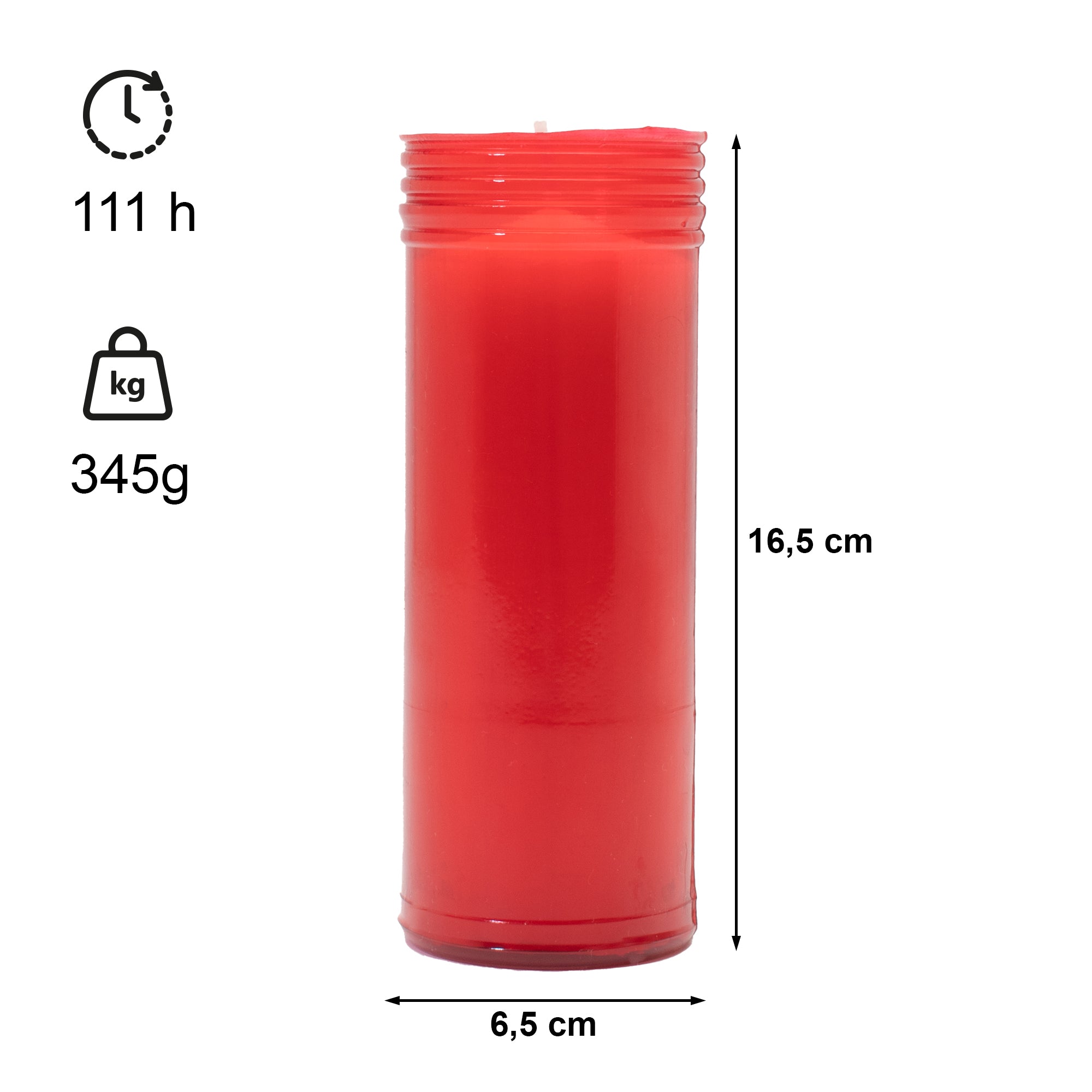 Caja de 12 Velones Litúrgicos Rojos Grandes y Gruesos (16,5 x 6,5 cm) – Máxima Duración de 4 Días y Medio