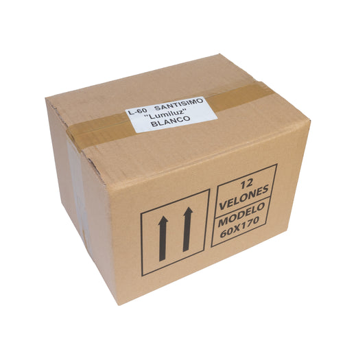 Caja de 12 Velones Litúrgicos Blancos Grandes y Gruesos (16,5x6,5 cm) – Velas Artesanales de Parafina (4,5 Días de Duración)