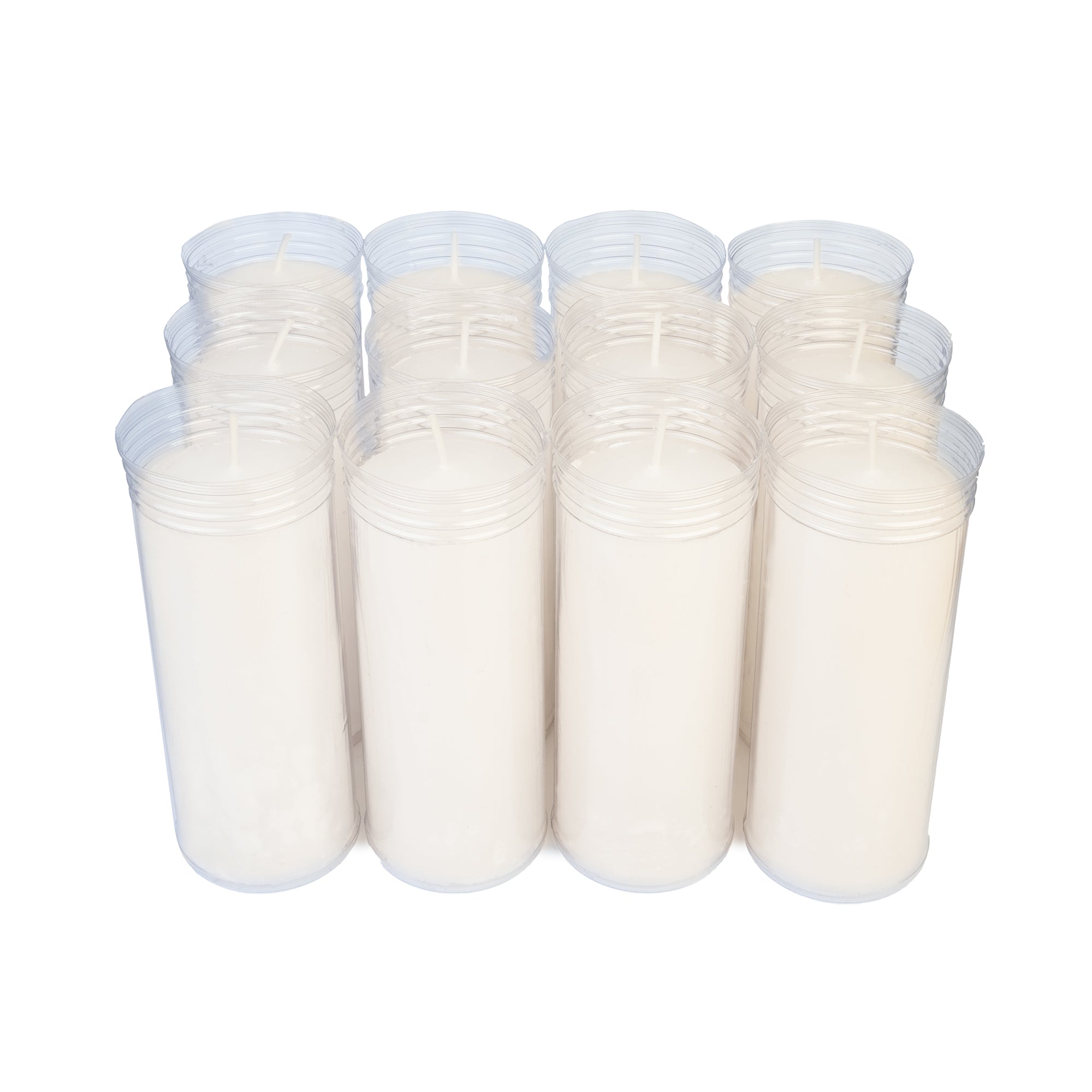 Caja de 12 Velones Litúrgicos Blancos Grandes y Gruesos (16,5x6,5 cm) – Velas Artesanales de Parafina (4,5 Días de Duración)