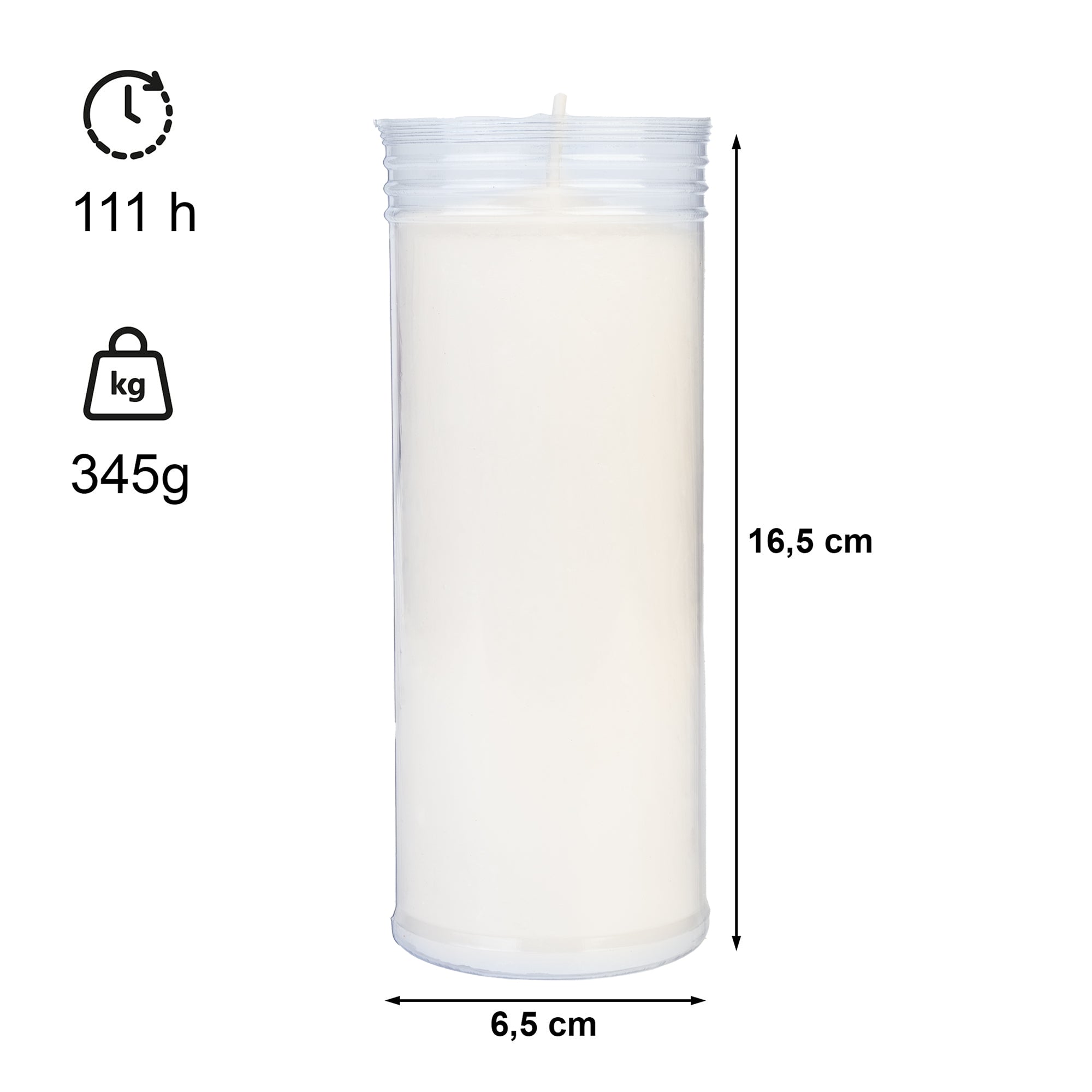 Caja de 12 Velones Litúrgicos Blancos Grandes y Gruesos (16,5x6,5 cm) – Velas Artesanales de Parafina (4,5 Días de Duración)